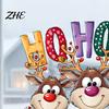 Christmas Window Clings Static Cling Stickers, Cartoon Reindeer HOHOHO Art Glass Decals, Cute Decals Festive Holiday Decor for Home Windows