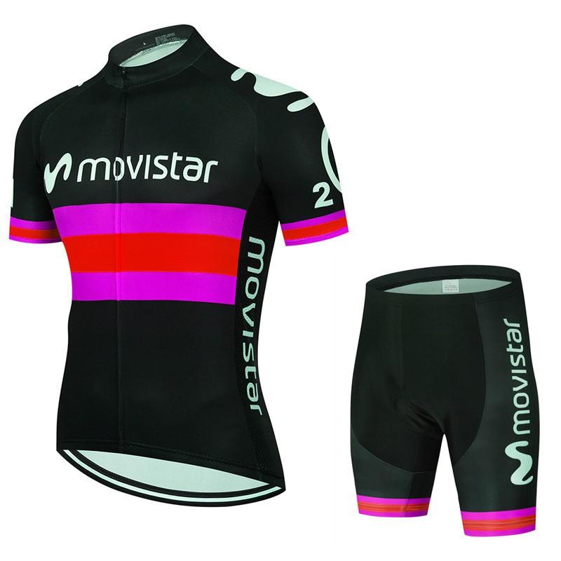 Herren Fahrradtrikot Trägerhosen Set 2026 Movistar Team Atmungsaktives Fahrset Rennrad