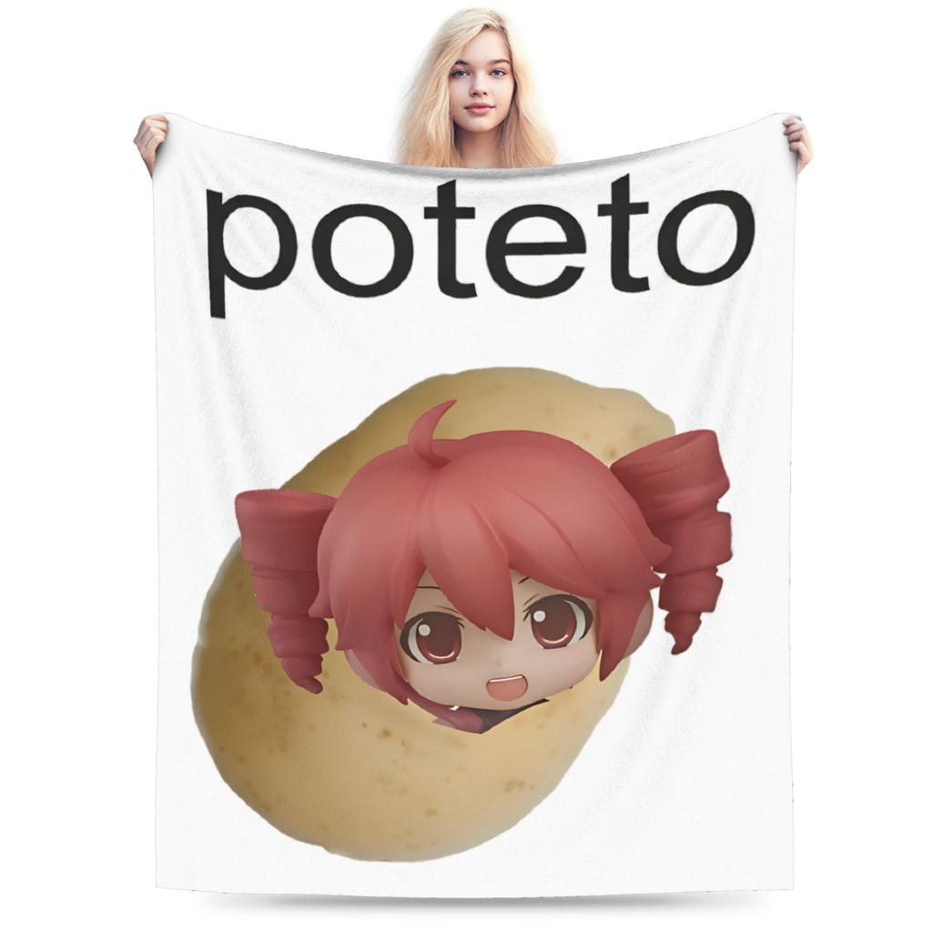 Kasane Teto Velvet Throw Blanket Anime Vtuber Blanket for Sofa Office Warm Plush Thin Quilt