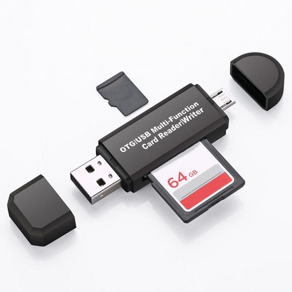OTg USB Multifunction Card Reader Writer for Micro Sd SD TF PC&Smart Mobile Phones (Black)