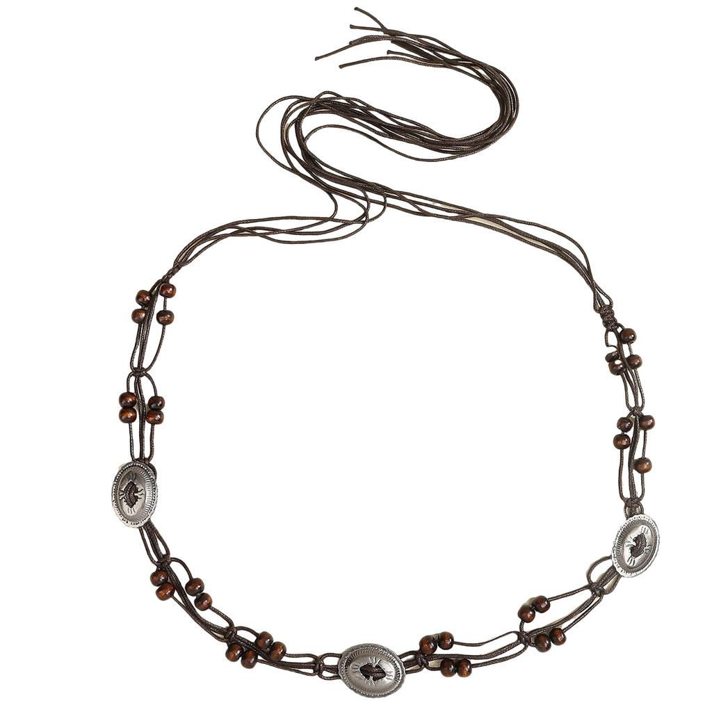Artisan Brown Beaded Waist Jewelry Waistband Body Chain For Women Men Retro Fashion Decoration