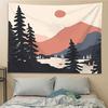 Illustration Forest Sunset Landscape Pattern Hanging Cloth Home Wall Decoration Tapestry Bedroom Living Room Tapestry