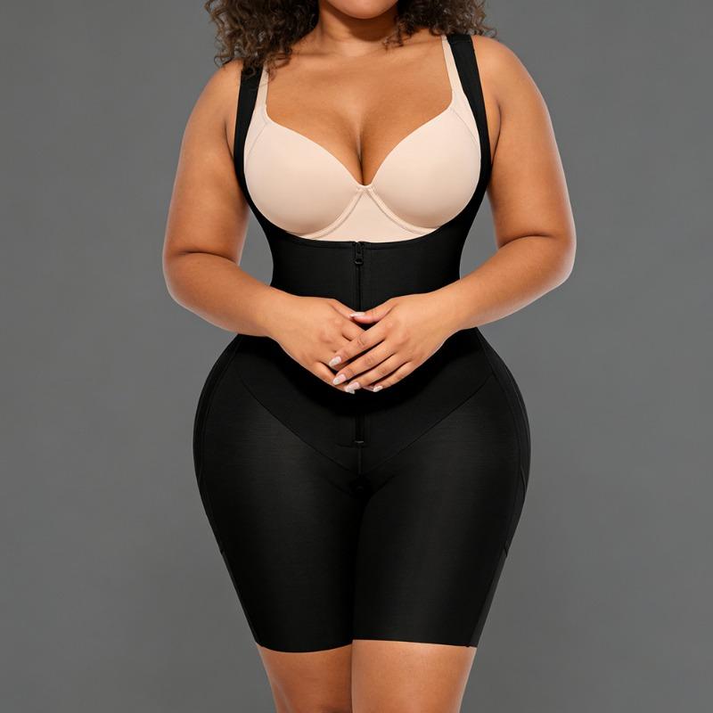 Women One Piece Shapewear Oblique Pressure Straps Waist Cincher Tummy Control Hip Lift Body Shaper