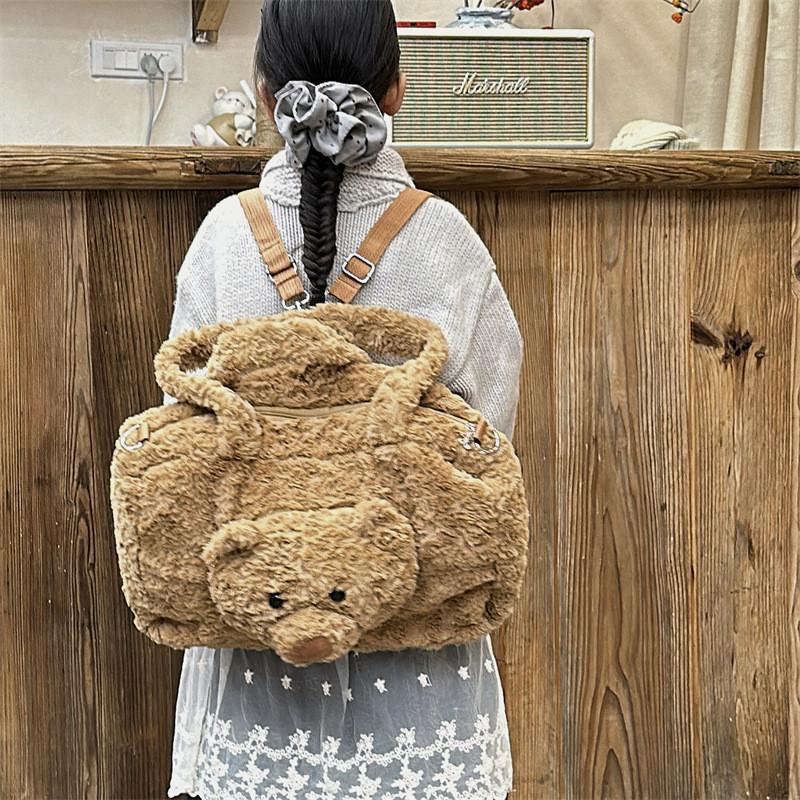 Bear Plush Cute Backpack For Kids Large Capacity Cozy Gender Neutral School Bag