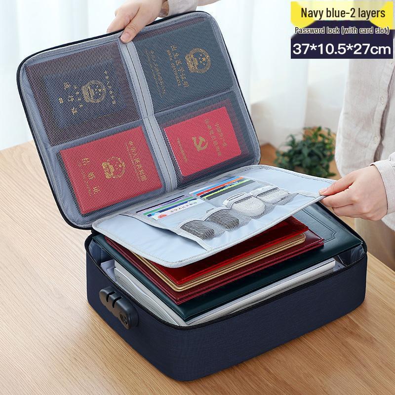 Large Capacity Multifunctional Lockable Document Bag for Family and Passport Storage