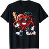 Funny Valentines Day Heart Playing Baseball T Shirt