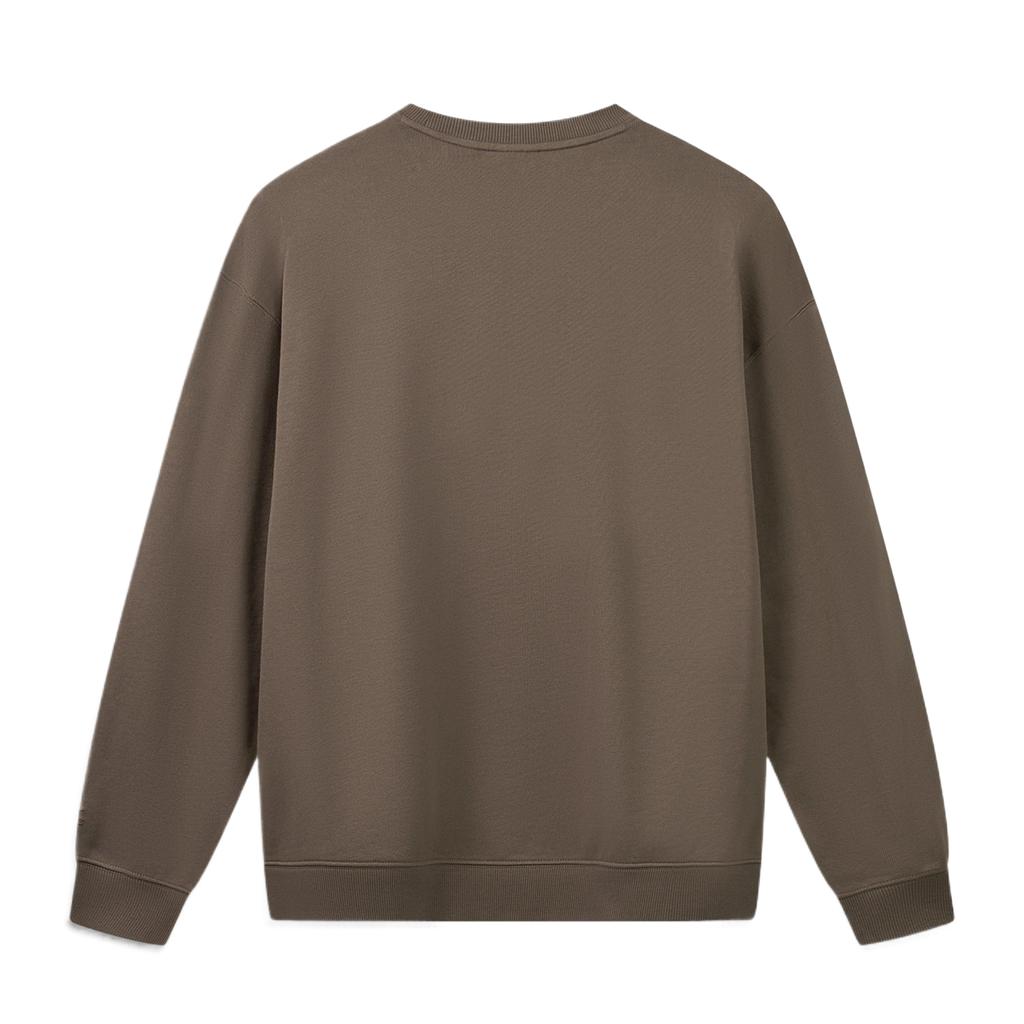 Men's Li-Ning Sports Life Collection Sweatshirts Men's Dark Tea Brown Crew Neck Moderate