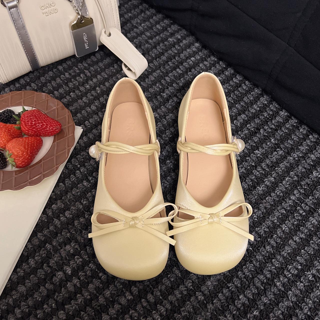 

Туфли Мэри Джейн с серебряным бантом, увеличивающие внутреннюю высоту, женские туфли 2025 года, новые популярные балетки в стиле феи 35