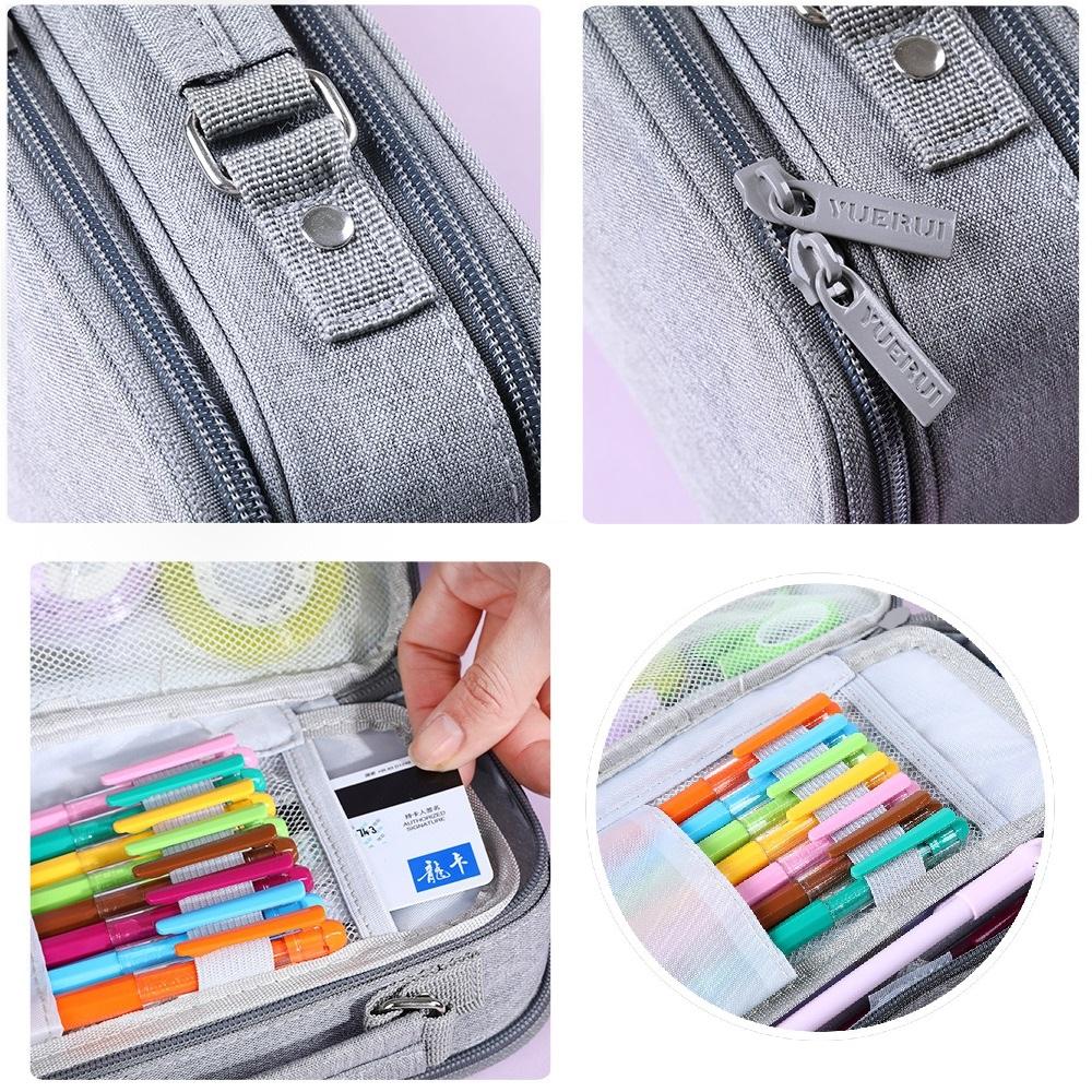 Simple Canvas Multi-layer Pencil Case Multi-functional Portable Stationery Box