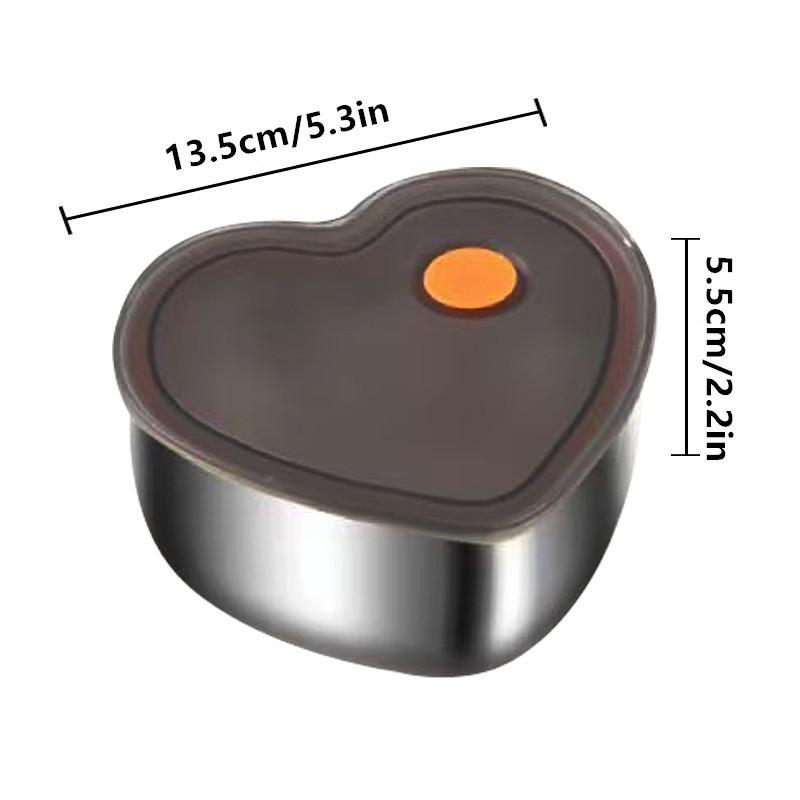 1pc Love-shaped Kitchen Food Organizers With Lids Stainless Steel Storage Box Large Capacity Leakproof Kitchens Accessories