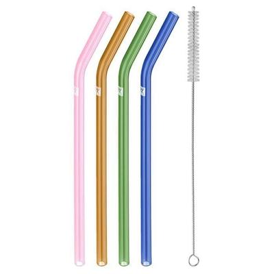 Curved Glass Straws - ZWILLING - Sorrento - 4 Pieces - 23 Cm - Borosilicate Glass