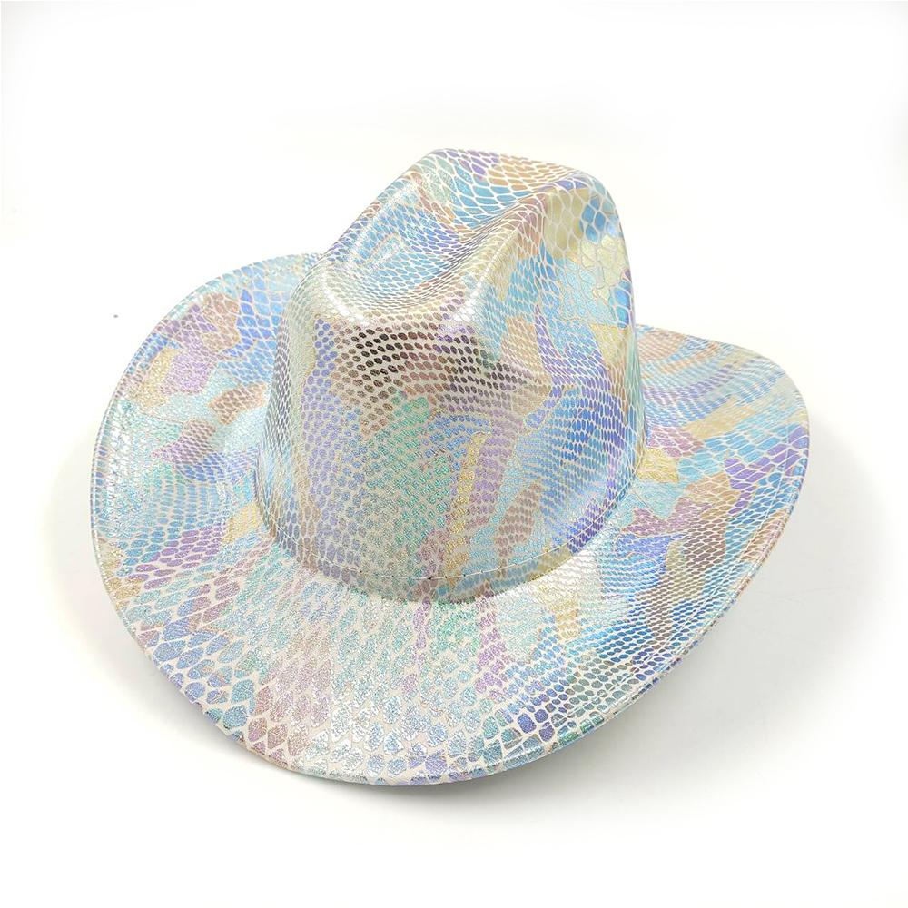 Color Blocks Laser Cowboy hat Western cowboy men and women retro party stage party Cowboy hat outdoor knight hat Wholesale