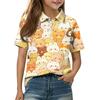 Kids Casual Short Sleeve Polo Shirt Animal Pattern Cartoon Print Lightweight Comfortable Soft Fabric Breathable Summer Top for Boys Girls