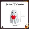 Halloween ghost statue resin ornament home decoration white ghost holding red heart figurine height 9cm width 7.3cm