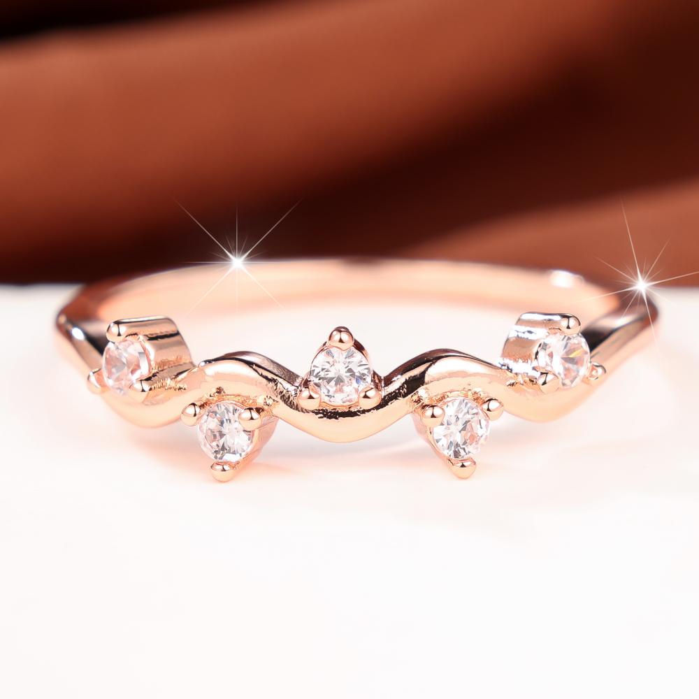 Charming Three Colors Available Wave Zircon Band Ring for Women Daily Wear and Party