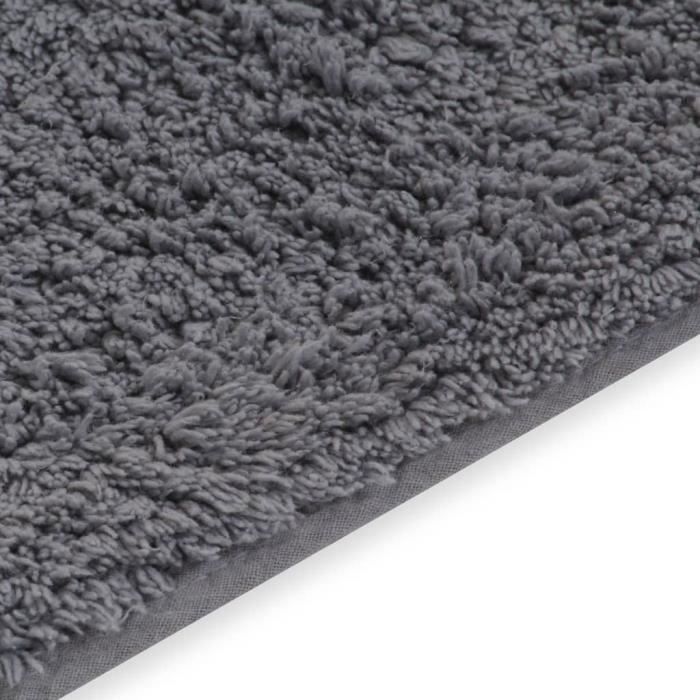 Tapis de salle de bain - VIDAXL - 2 pcs - Gris - Antidérapant - Lavable