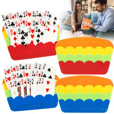 4 Pcs Portable Card Holder Plastic Playing Card Holders 3 Layer Design Reusable Playing Cards Holder for Party Family Fun Game