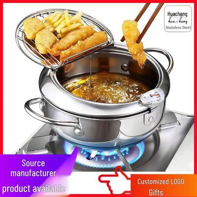Japanischer Tempura-Frittierer aus Edelstahl mit einstellbarer Temperatur für den Heimgebrauch