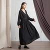 Women's Washed Bamboo Linen Chinese-Style Dress with Waist Seal, Available In 3 Colors