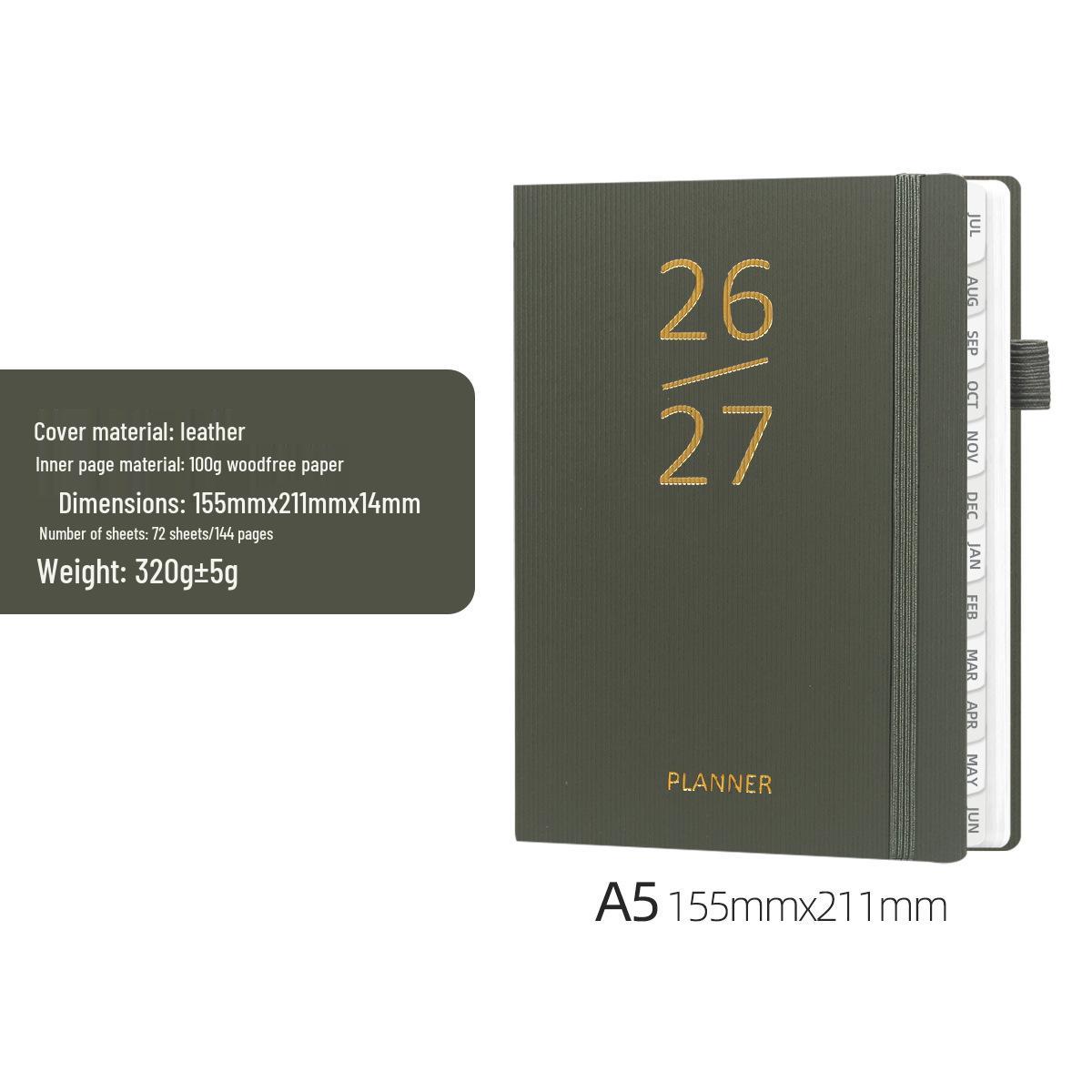 2027 Cross-Border A5 Leather Strap Planner: Hardcover Weekly Calendar & Diary