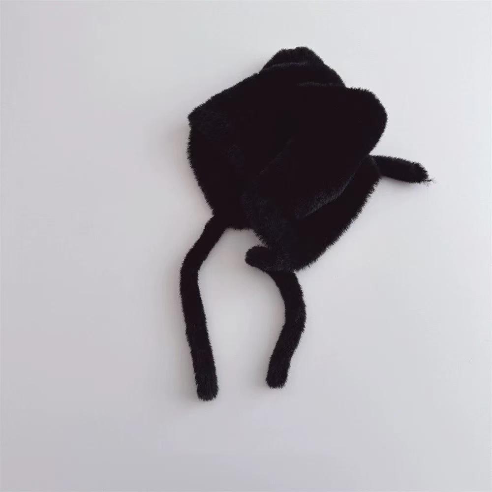 Children's Cute Kitten Ear Muffs Hat - Plush, Knitted, Windproof, and Warm Solid Color Headwear