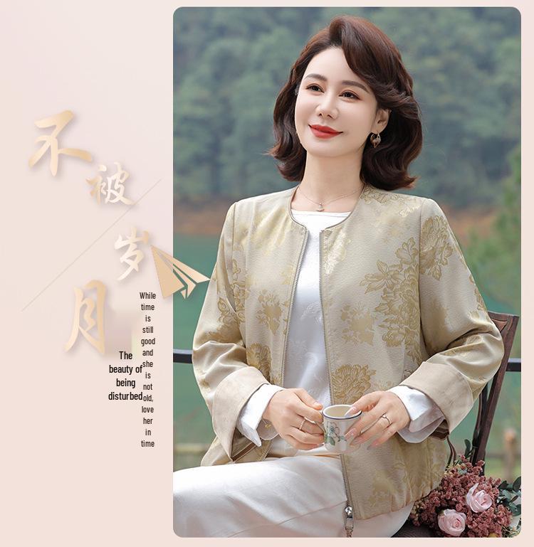 2025 New Chinese Style Jacquard Jacket for Fashionable Middle-Aged and Elderly Women
