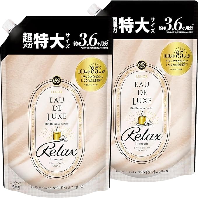 

[Эксклюзив Amazon.co.jp] [Большой объем, 2 шт.] Кондиционер для белья Lenor Eau de Luxe, серия Mindfulness, Relax, сменный блок, 1360 мл x 2