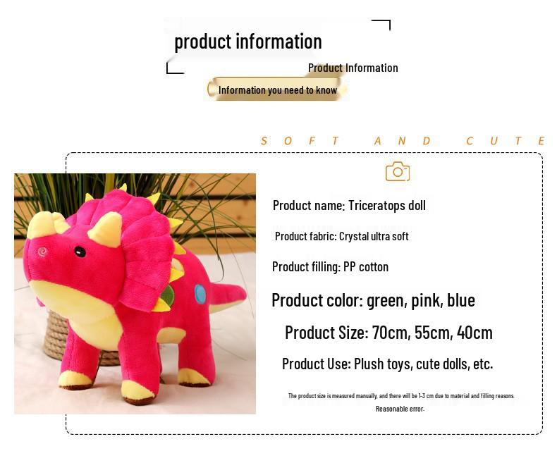 Large Dinosaur Plush Toy - Tyrannosaurus, Triceratops, Brachiosaurus Pillow for Kids, Boys' Birthday Gift