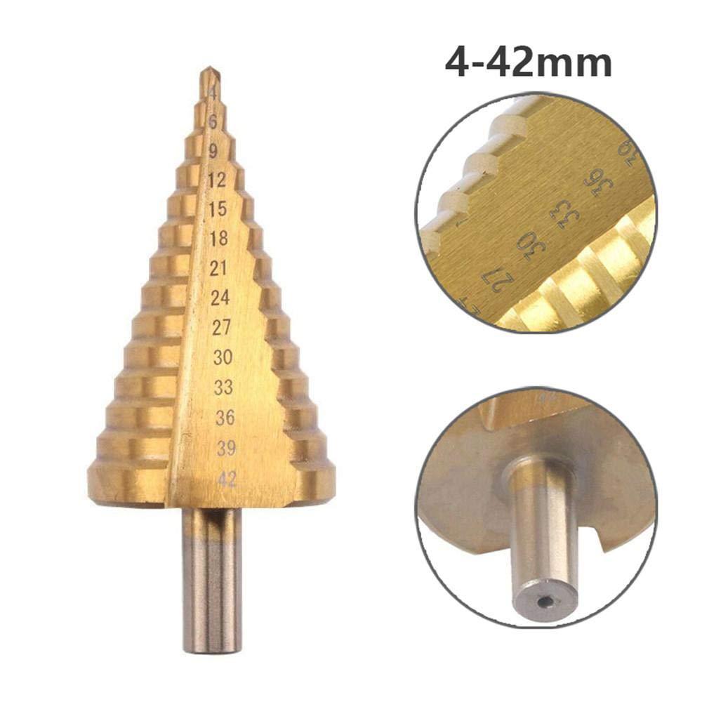 Premium-HSS Step Cone Drill Bit - 4-42Mm 14 Sizes Round Shank Hole Cutter Tool High Speed Steel