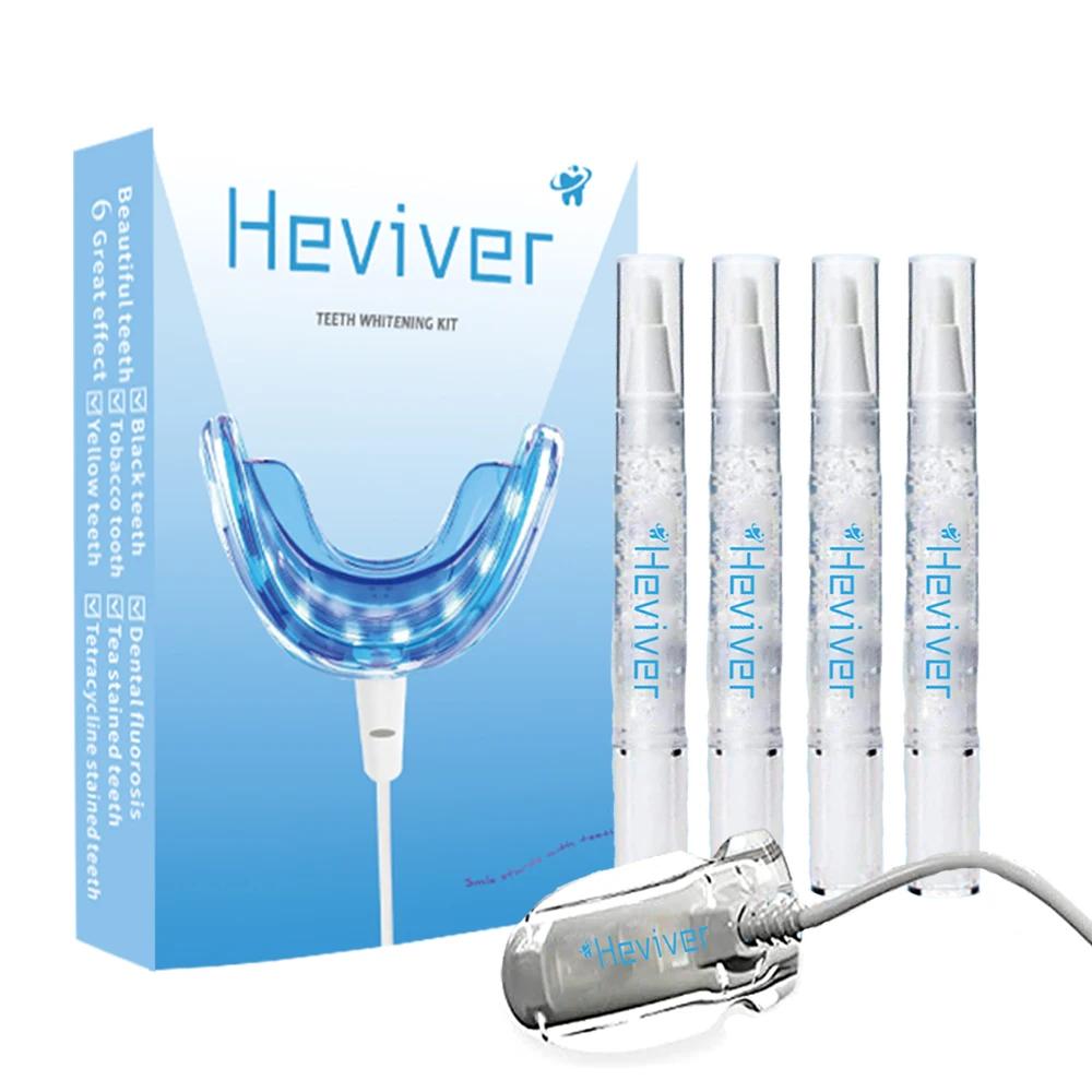 Heviver Elektrická sada na bělení zubů se studeným modrým LED světlem a 4 bělícími gely, Dentální bělící systém pro péči o ústní dutinu a zuby