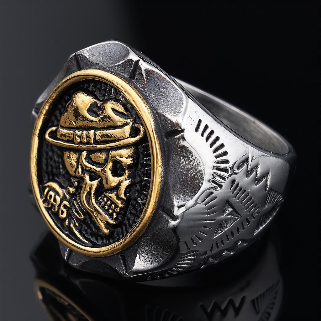 Men's Vintage Punk Skull Ring Gothic Fashion Jewelry Trendy Travel Accessory for Men