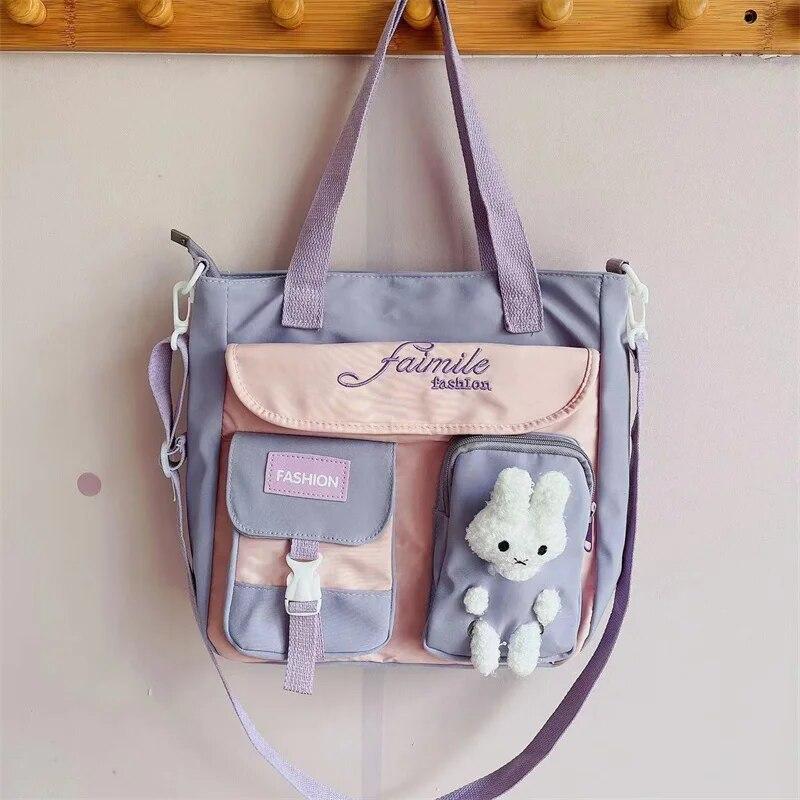 Borse Messaggero da Scuola da Donna per Donna Borsa a Mano Ragazze Adolescenti Cartone Animato Tela Borsa a Spalla Impermeabile Nylon Borse Tote Cartelle