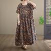 Rochie de vară maxi lungă, din bumbac, vintage, florală, cu mânecă scurtă, mărimi mari, casual, lejeră, pentru femei