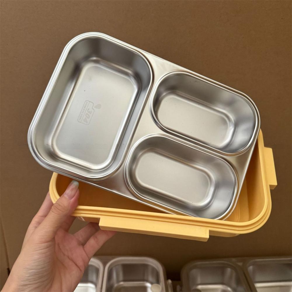 Stainless Steel Lunch Box Divided Food Storage Box Portable Bento Box  Student/Woker