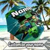 Custom Name Personalized Gamer Craft Print Umbrella, Auto Open Close, 8‑Rib Sturdy Frame, Commute Camping Hiking Use, Birthday Gift