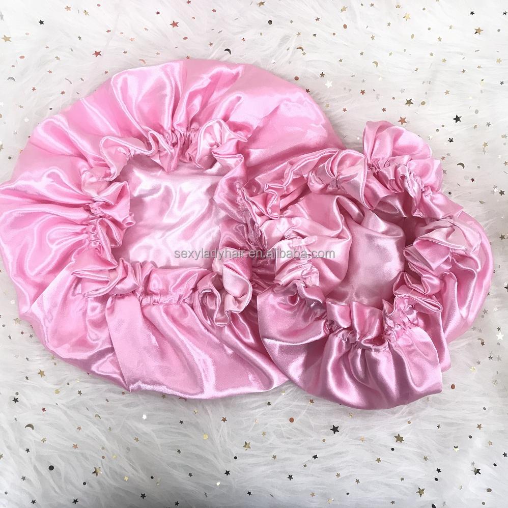High Quality Personalized LOGO Custom Silk Sleep Bonnet Colorful Real Satin Double Layer Bonnet With Logo Accessories