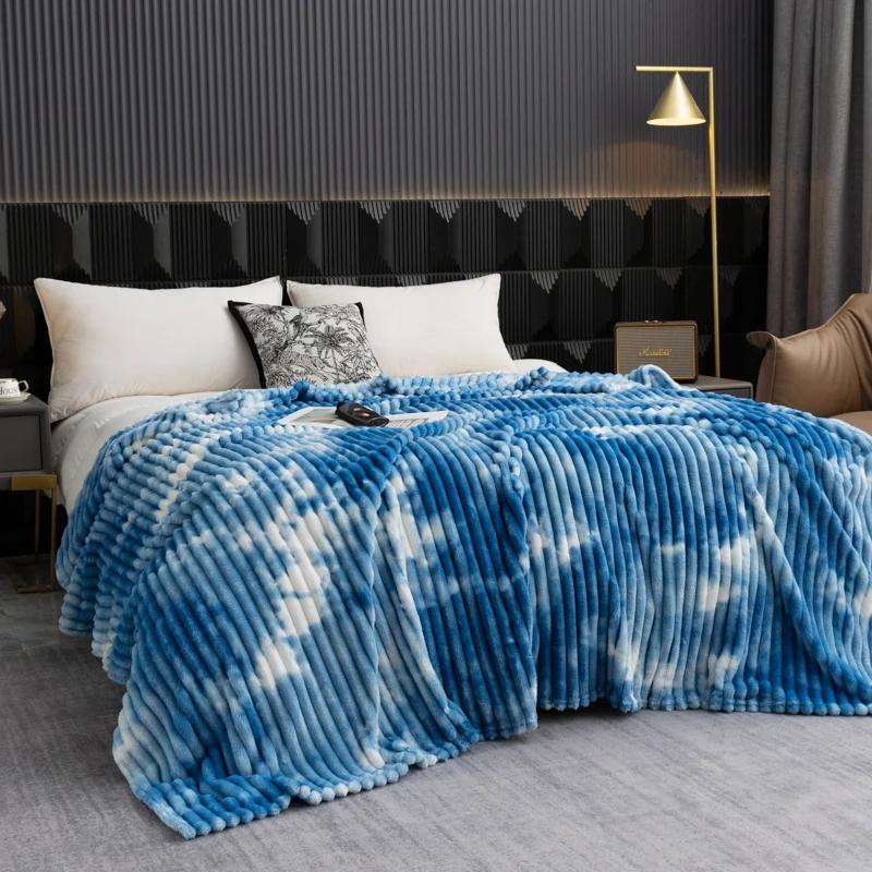 

High Quality Blanket for Beds Tie Dyeing Warm Manta Single/Queen/King Flannel Fleece Thow Blanket Thick Warm Plaids Sofa Blanket 70X100cm About0.25kg