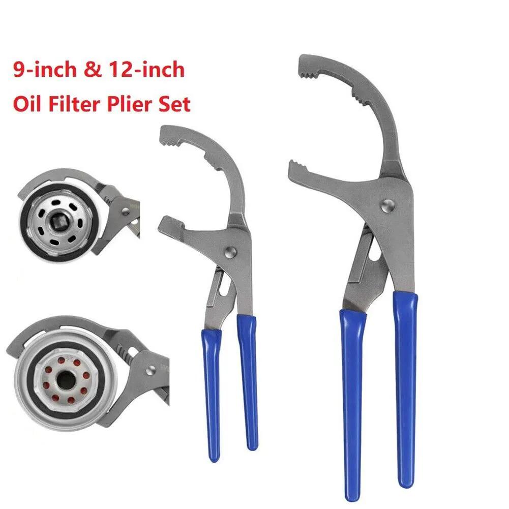 9/12" Oil Filter Pliers Clamp Type Wrench Adjustable Hand Tools Oil Filter Versatile Application 45# Steel Adjustable Design