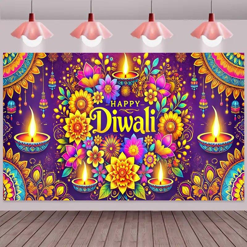 1PC2D Happy Diwali Celebrate Diwali Party Banner, Happy Diwali Party Decoration Background, No Electricity Required - Wsj