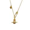 Heavy Industry French Saturn Pin Necklace Female Tide Cool Spice Girl Ouyang Nana Light Luxury Niche High-End Accessories