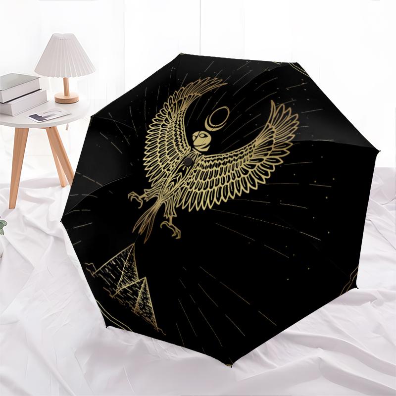 1PC Egyptian theme Umbrella Portable Folding Umbrella Iron Frame Hole Bone Structure Outdoor Home Umbrella A2