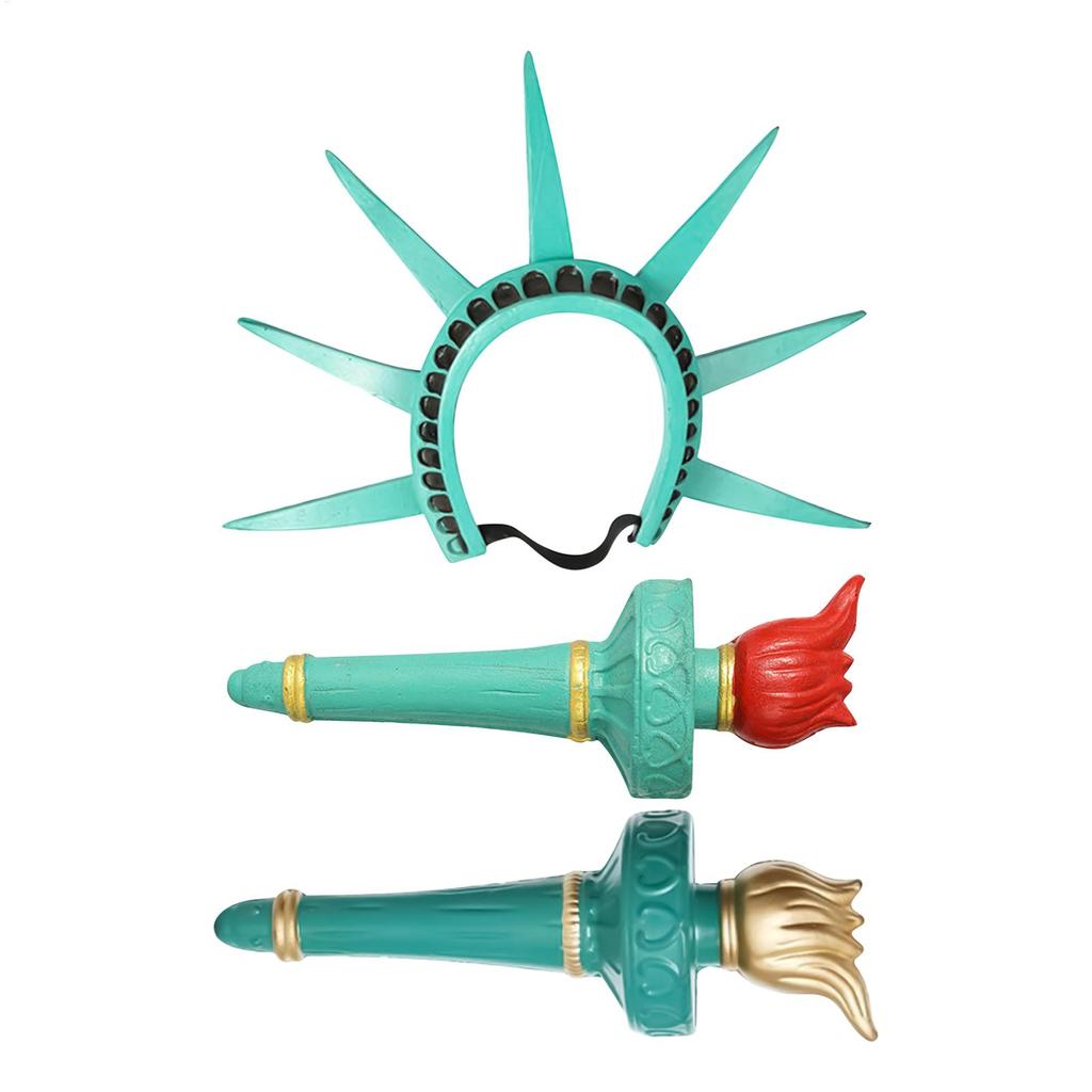 Statue Of Liberty Goddess Headband And Torch  Festival Hair Accessories Lady Liberty Cosplay CrownNovelty Headband For Masquerad