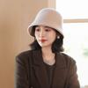 Autumn and winter wool bucket hat trendy versatile washbasin hat women's knitted double-sided foldable bucket hat