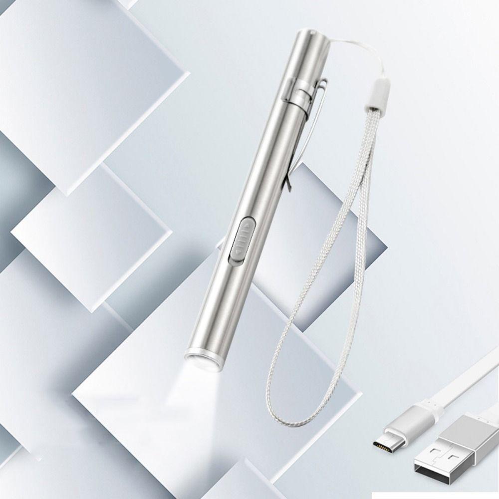 Stainless Steel Doctors Pen Light Yellow/ White Light LED Mini Torch Doctors