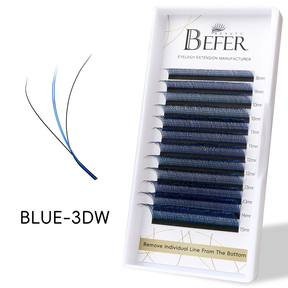 Befer Colored Volume 3D W Eyelashes for Extension Fake Blue Purple Colorful C D 8-15/8-14/8-12 Lashes Cosplay Eyelash Extensions