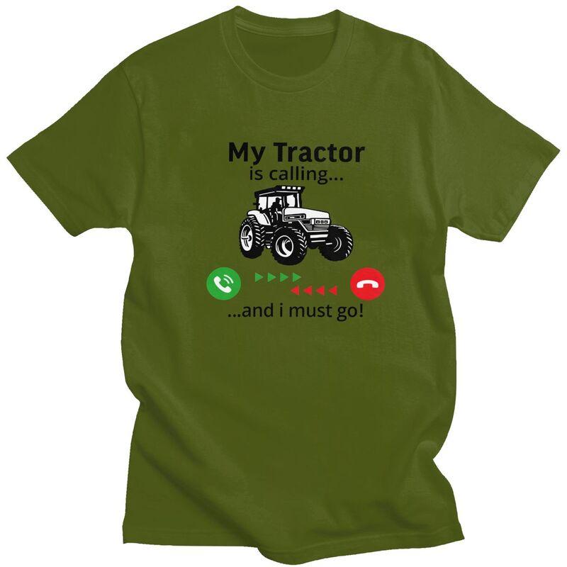 Mein Traktor Ruft T-Shirts Reine Baumwolle Kurzarm Lustiges Landwirt Fahrer T-Shirt Locker Übergröße Sommer Stil Kleidung