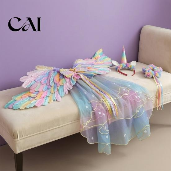 Photo Prop Angel Wings Feather Wing for Kids Girls, Colorful Elf Costumes Costume Birthday Party, Fairy Cosplay, Halloween, Performance Swan