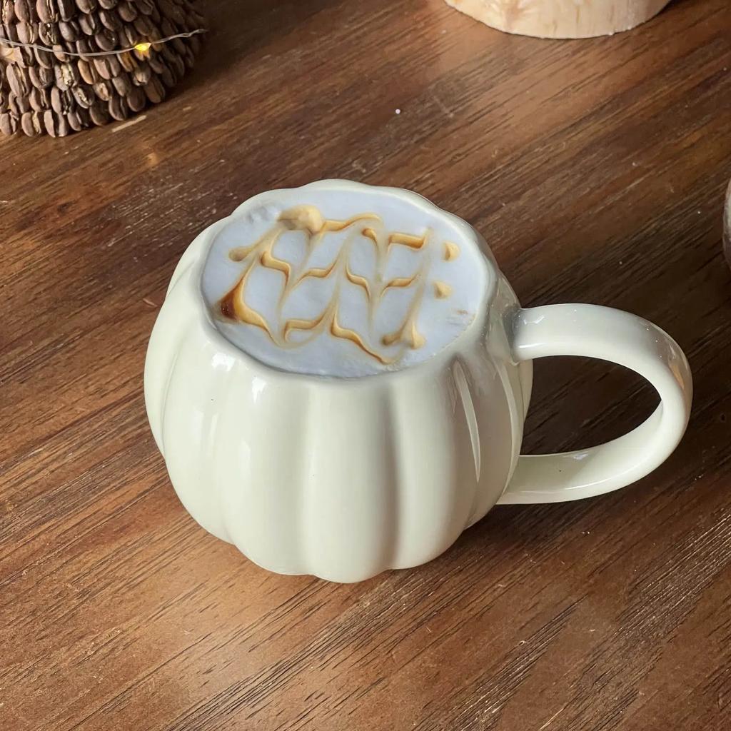 Halloween Keramisk Kopp, Oransje Gresskar, Friske Kunstneriske Hjem Melkekrus, Stor Kapasitet Frokost Par Kaffekopper Kontor Vann