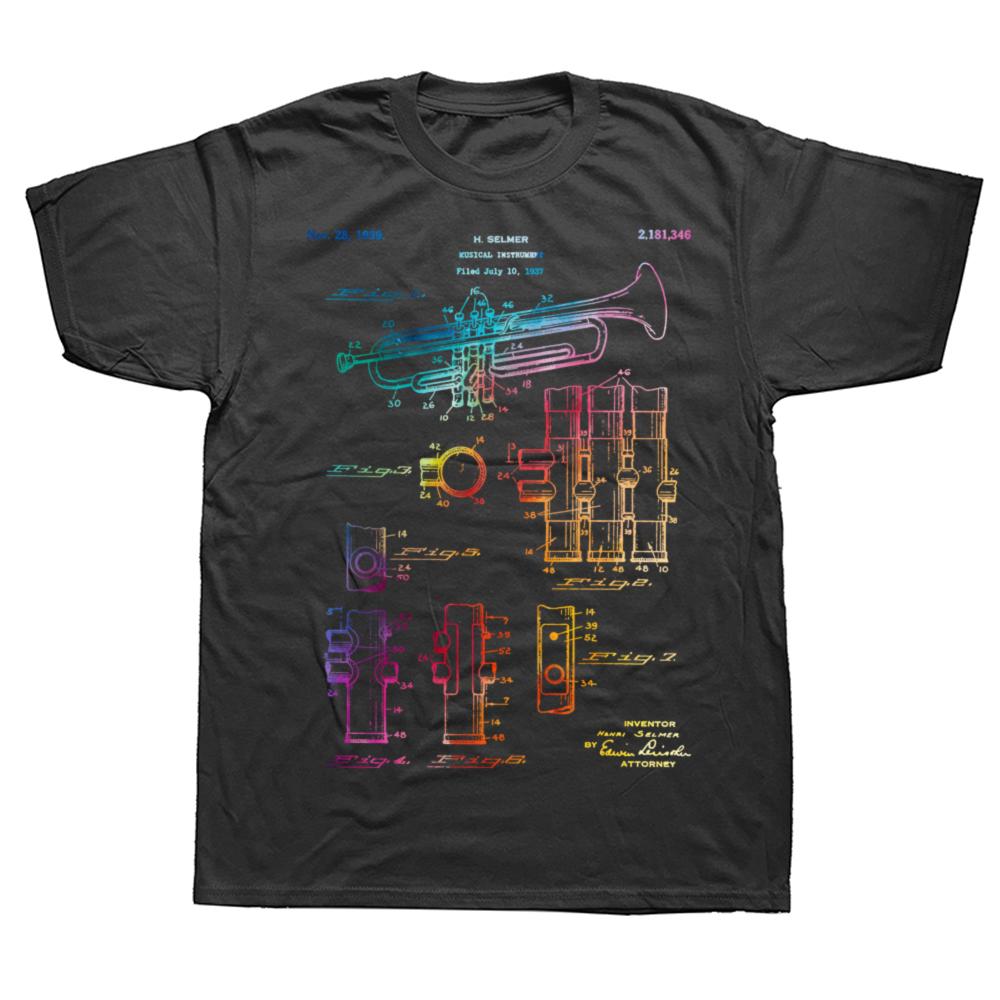 Mens Clothing Trumpet T Shirt Trumpet Patent T Shirt Trumpet Player For Musician Music Teacher Marching Band Jazz Band Music