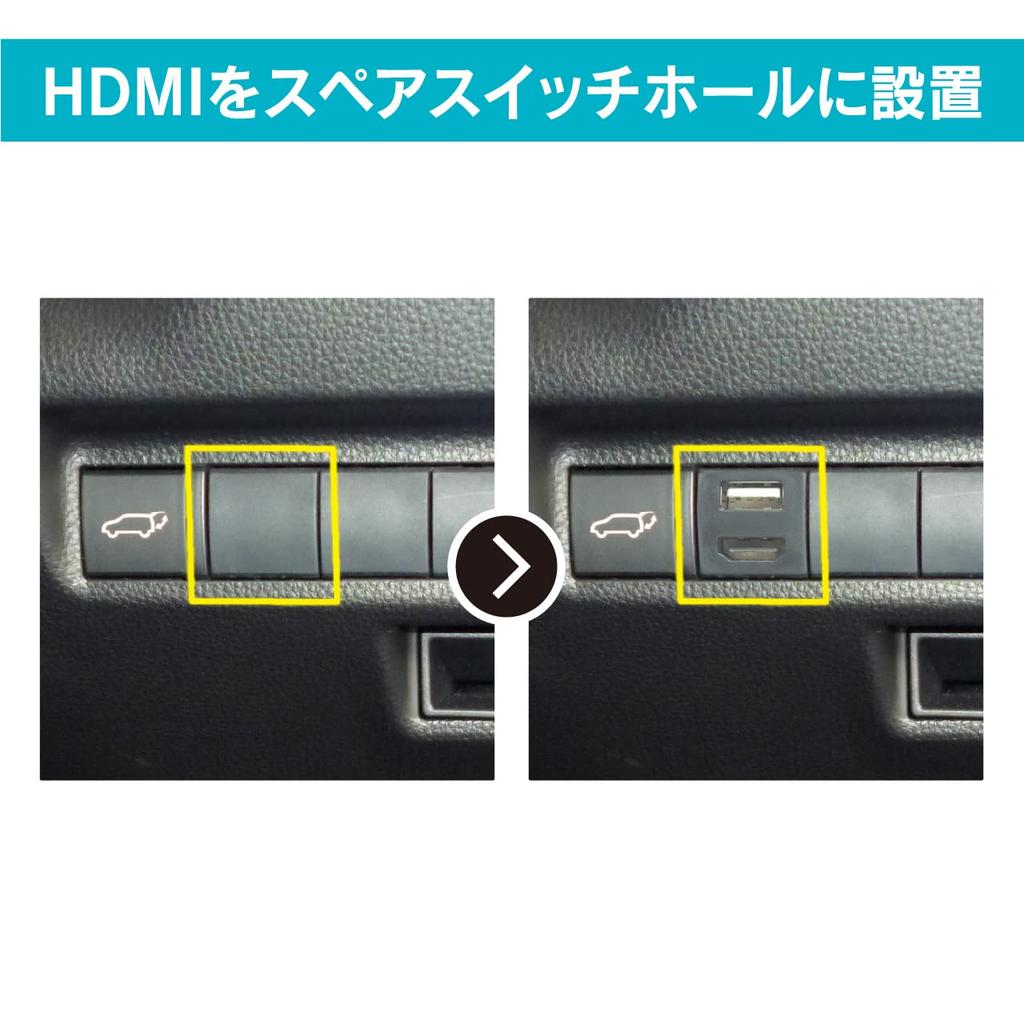 BeatSonic Extension Cable for Transforms a Spare Switch Hole Into a Input Port for Size USB/HDMI Toyota/Daihatsu Vehicles. USB/HDMI Factory-quality